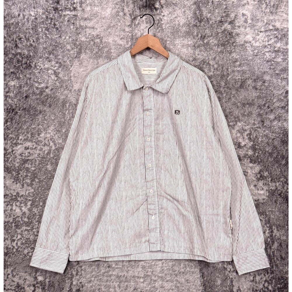 Museum of Peace And Quiet Shirt Large Mens Cotton Striped Long Sleeve Button